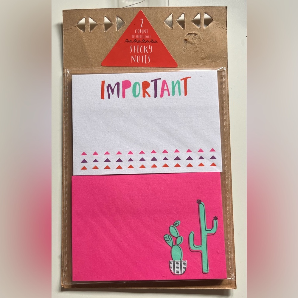 NEW Pack of 2 Colorful Cactus Desert Plants Sticky Notes Set